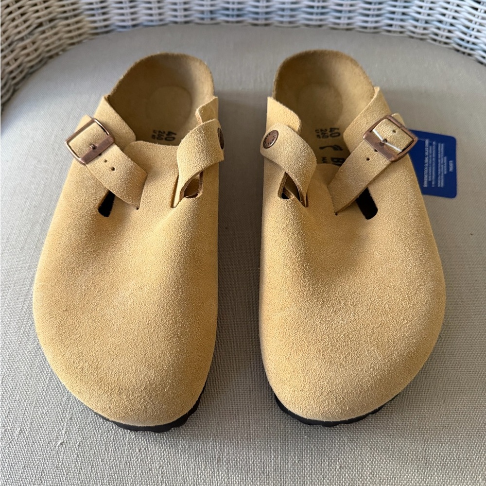 Birkenstock Tan Suede Slippers